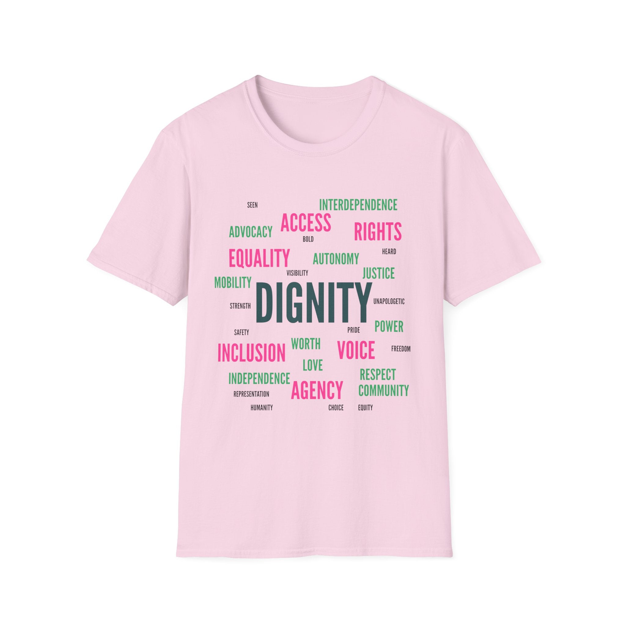Dignity Word Cloud T-Shirt - Disability Advocacy | Caregiver Shirt