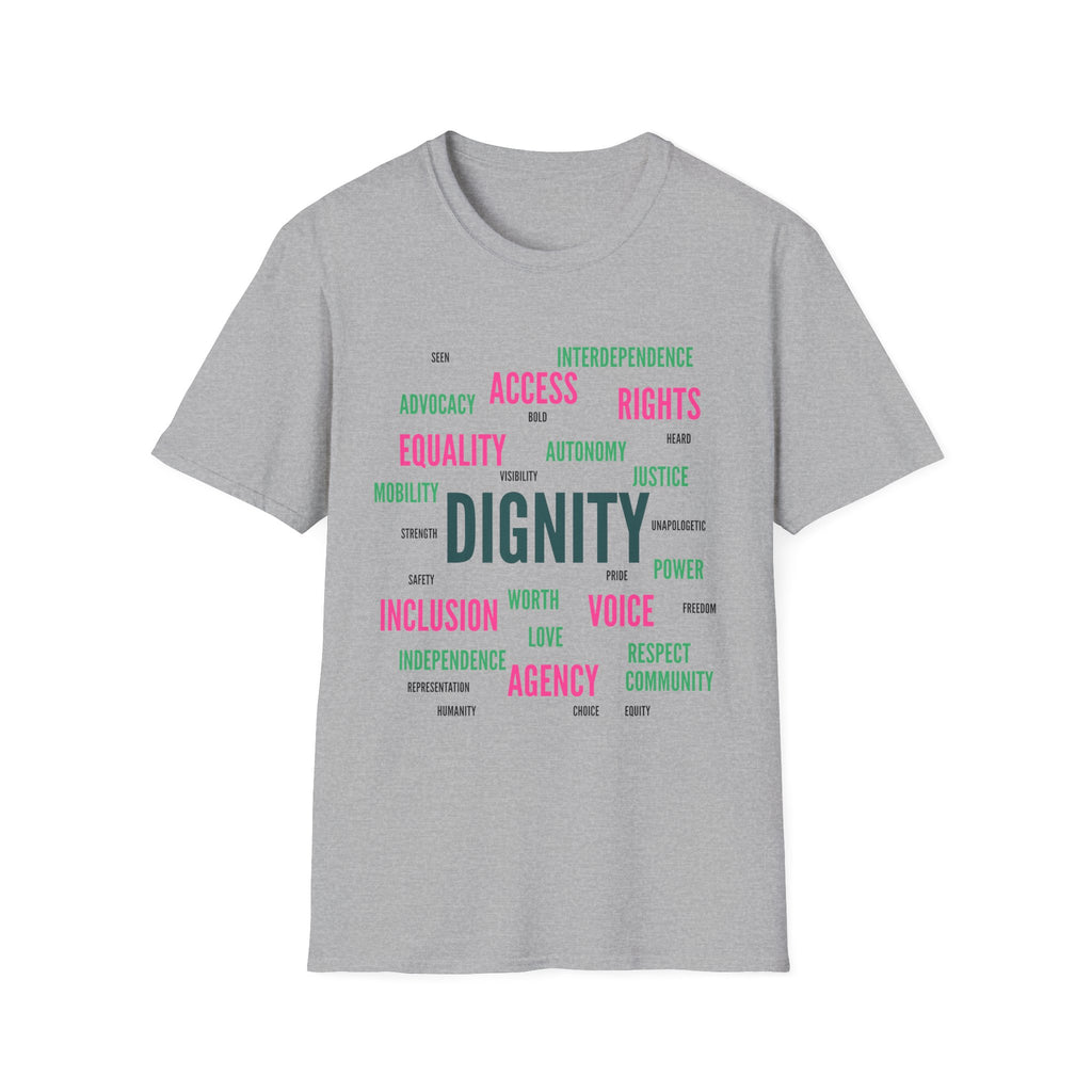 Dignity Word Cloud T-Shirt - Disability Advocacy | Caregiver Shirt