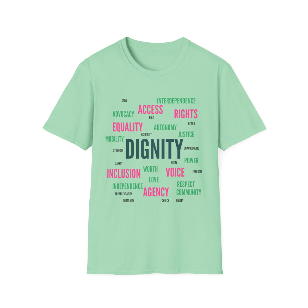 Dignity Word Cloud T-Shirt - Disability Advocacy | Caregiver Shirt