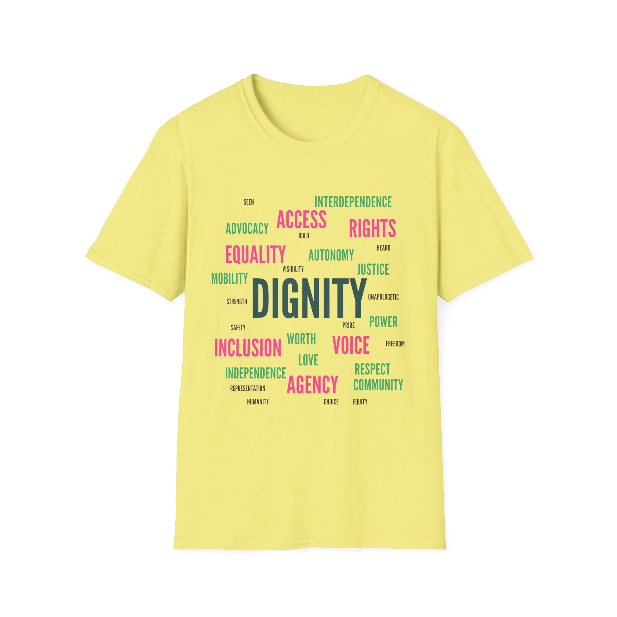 Dignity Word Cloud T-Shirt - Disability Advocacy | Caregiver Shirt