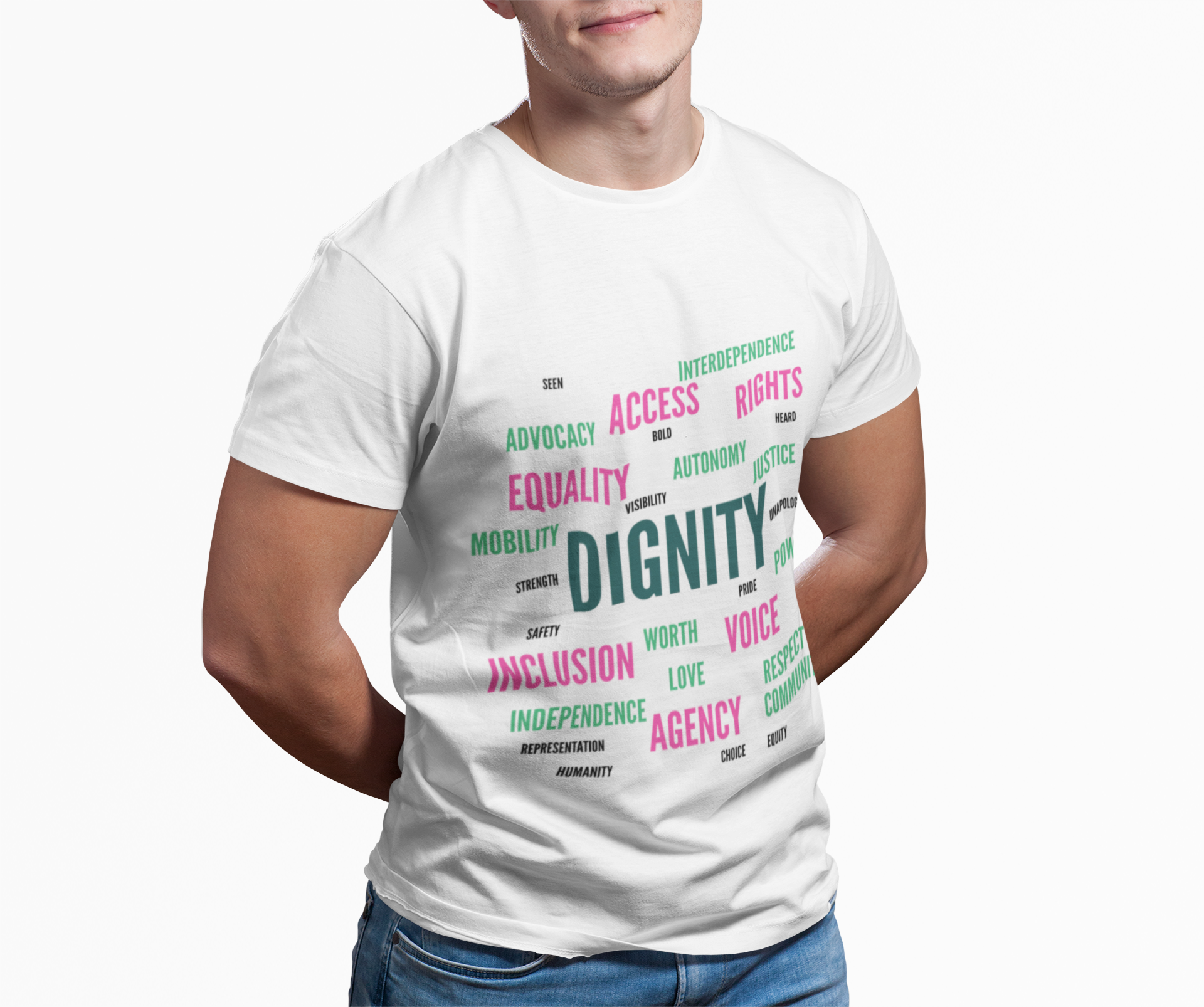 Dignity Word Cloud T-Shirt - Disability Advocacy | Caregiver Shirt