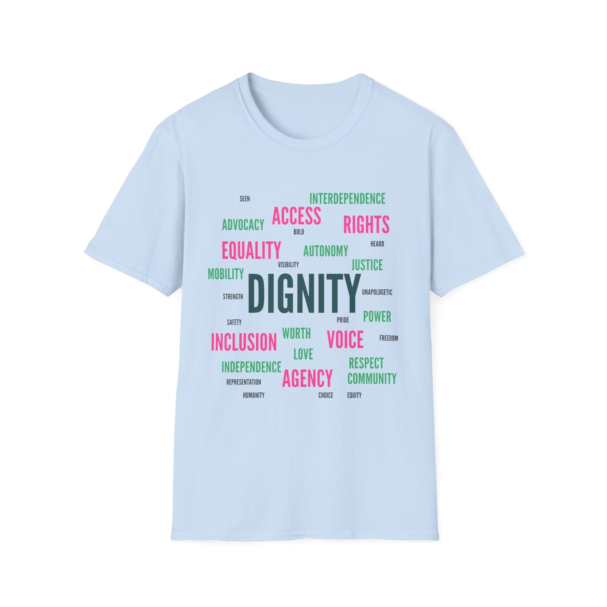 Dignity Word Cloud T-Shirt - Disability Advocacy | Caregiver Shirt